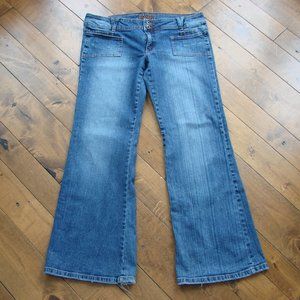 Vintage Y2K 90s Bongo Flare Jeans Wide Leg Festival Boho Hippie Sz 13 Waist 37